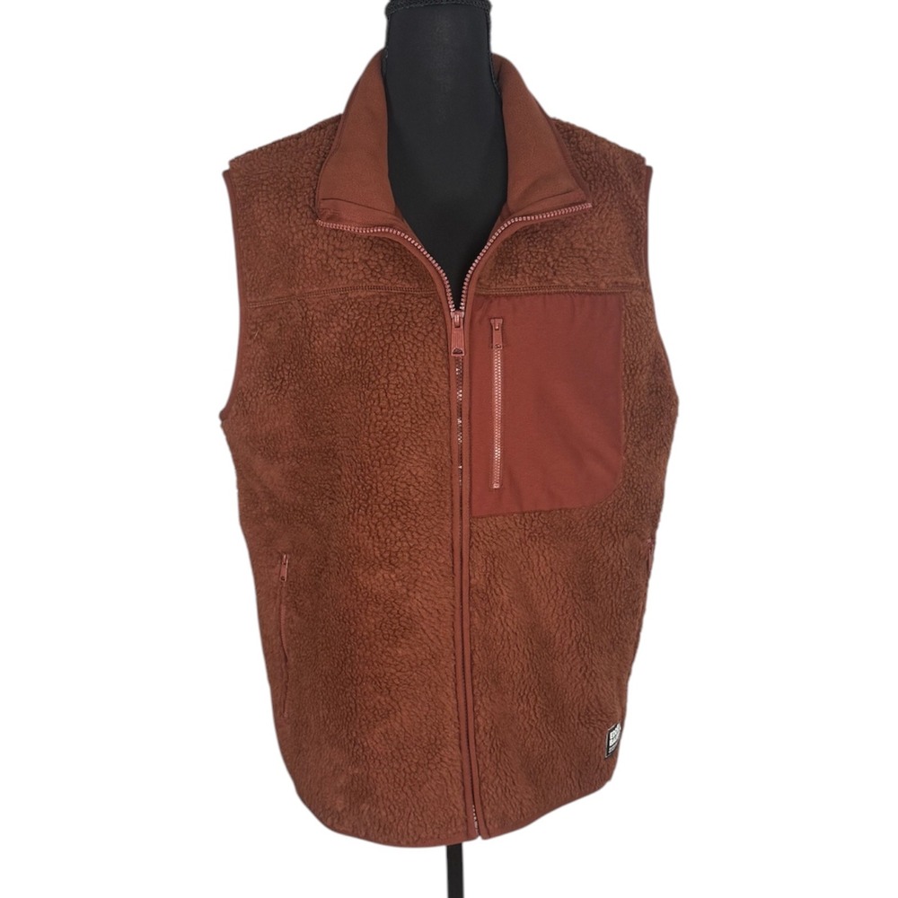 Eddie Bauer Women Chilali Fleece Vest Dark Mahogany Sherpa Full Zip 5105 Large